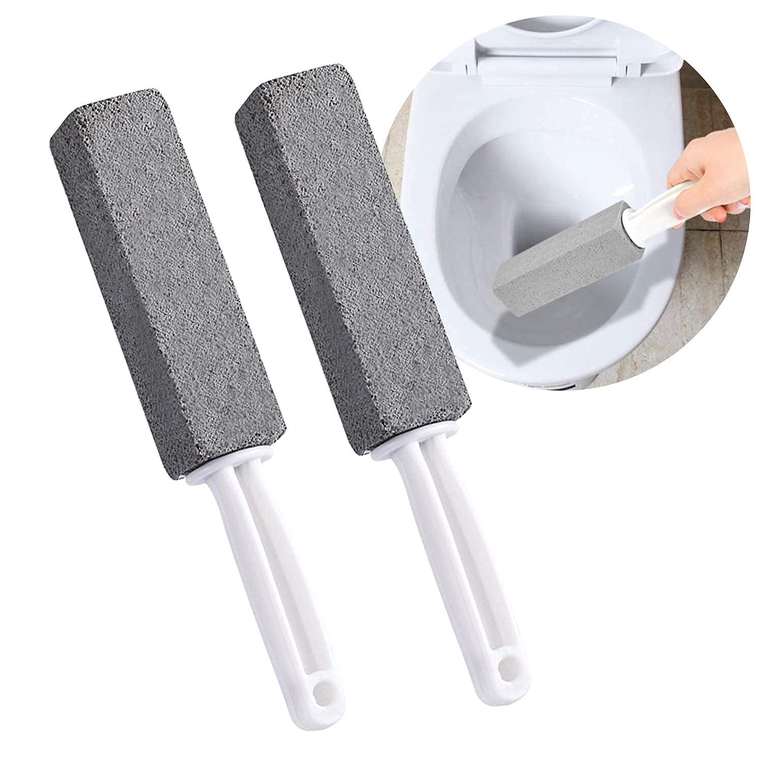 HASTHIP Toilet Cleaner Brush with Handle 2 PCS, Pumice Stone for Toilet Cleaning, Paint& Pool Tile Cleaner Brush for Kitchen/Bath/Pool/Household Cleaning HASTHIP Toilet Cleaner Brush with Handle 2 PCS, Pumice Stone for Toilet Cleaning, Paint& Pool Tile Cleaner Brush for Kitchen/Bath/Pool/Household Cleaning